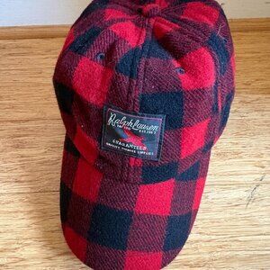 Polo Ralph Lauren Wool Plaid Leather Strap Hat Cap